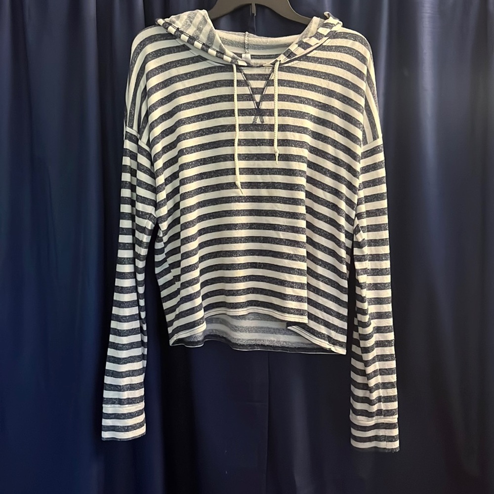 Striped Hooded long sleeve shirt